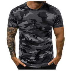 Men's Camouflage T-Shirt – Short Sleeve, Round Neck, Polyester, 4 Colors, XL-5XL