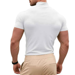 2025 compress sports Men T-shirt quick-dry Half High Collar Short Sleeve Pullover Tops Tight Breathable tops men Running T-shirt
