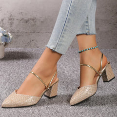 Low Heels Sandals Woman Summer Fashion High Heels Shallow Women Designer Sandals Luxury Shoes for Women Wedding Party Shoes
