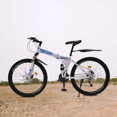 26" Folding Mountain Bike 21-Speed Dual Disc Brakes Men's MTB for Commuting Outdoor Sports