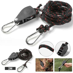 Camping Tent Adjustable Rope Fastener Fixed Buckle Pulley Tensioner Ratchet Hangers Lights Lifting Camping Awning Wind Rope
