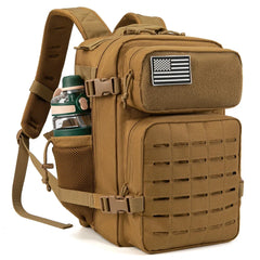 Men's Tactical Survival Backpack – Laser Cut MOLLE with Dual Cup Holders