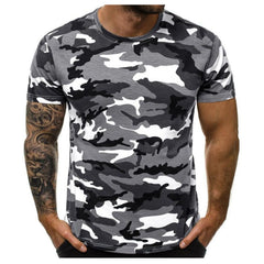 Men's Camouflage T-Shirt – Short Sleeve, Round Neck, Polyester, 4 Colors, XL-5XL