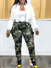 Women's Y2K Camo Cargo Pants – High-Waisted, Slim Fit, Stretch Jogger, Sizes S–XL