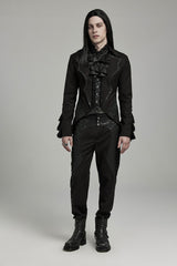 Black Bat Collar Ruffle Men's Swallow-tailed Gothic Coat