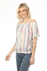 Charlie B Nautical Stripes Off-Shoulder Peasant Blouse C4554P-808B
