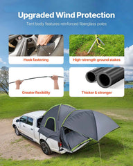 Pickup Truck Bed Tent with Expandable Awning – Fits 5.0–5.2 Ft Truck Beds