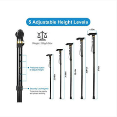 Foldable Aluminum Walking Cane – Adjustable Height, Lightweight & Anti-Slip