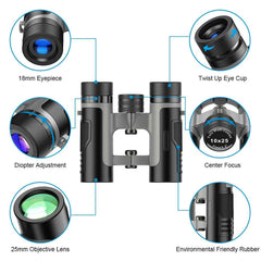 10x25 HD Compact Binoculars – Lightweight Outdoor Telescope for Hiking, Fishing & Travel