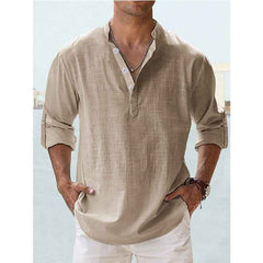 Men's Long-Sleeve Pullover Shirt – Breathable Cotton Casual Top