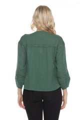Johnny Was Calme Button Down Blouse with Sleeve Darts O21056