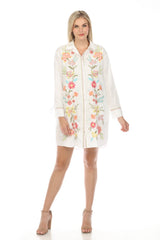 Johnny Was Workshop Camellia Ruched Sleeve Tunic Dress W29124 *