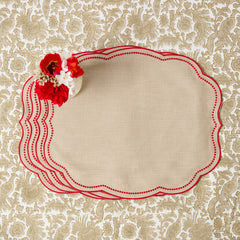 Putty & Red Eloise Linen Placemats (Set of 4)