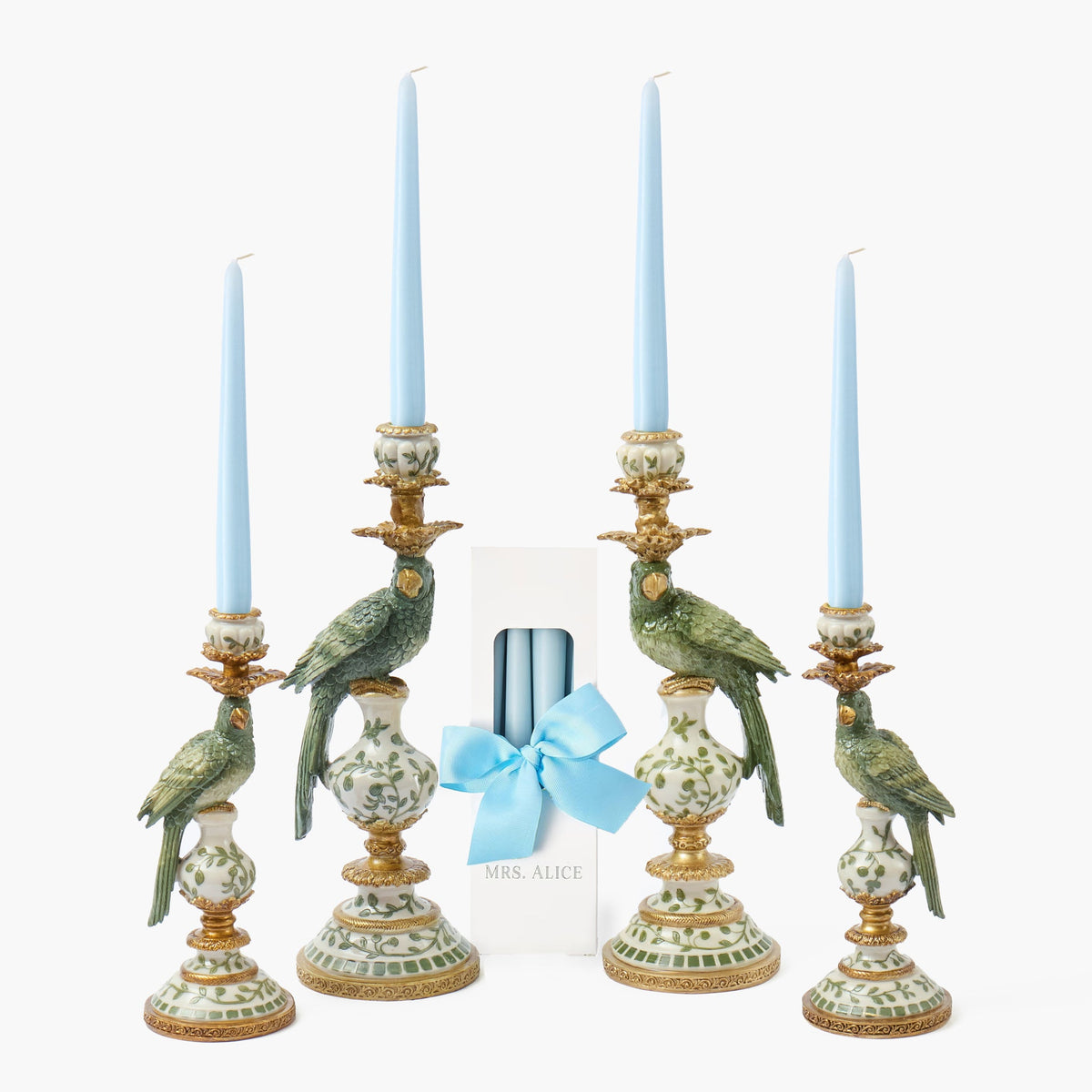 Olive Parrot Candle Set (Soft Blue)