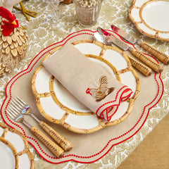 Putty & Red Eloise Linen Placemats (Set of 4)