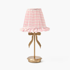 Marilyn Bow Rechargeable Lamp with Pink Gingham Ruffle Shade (18cm)
