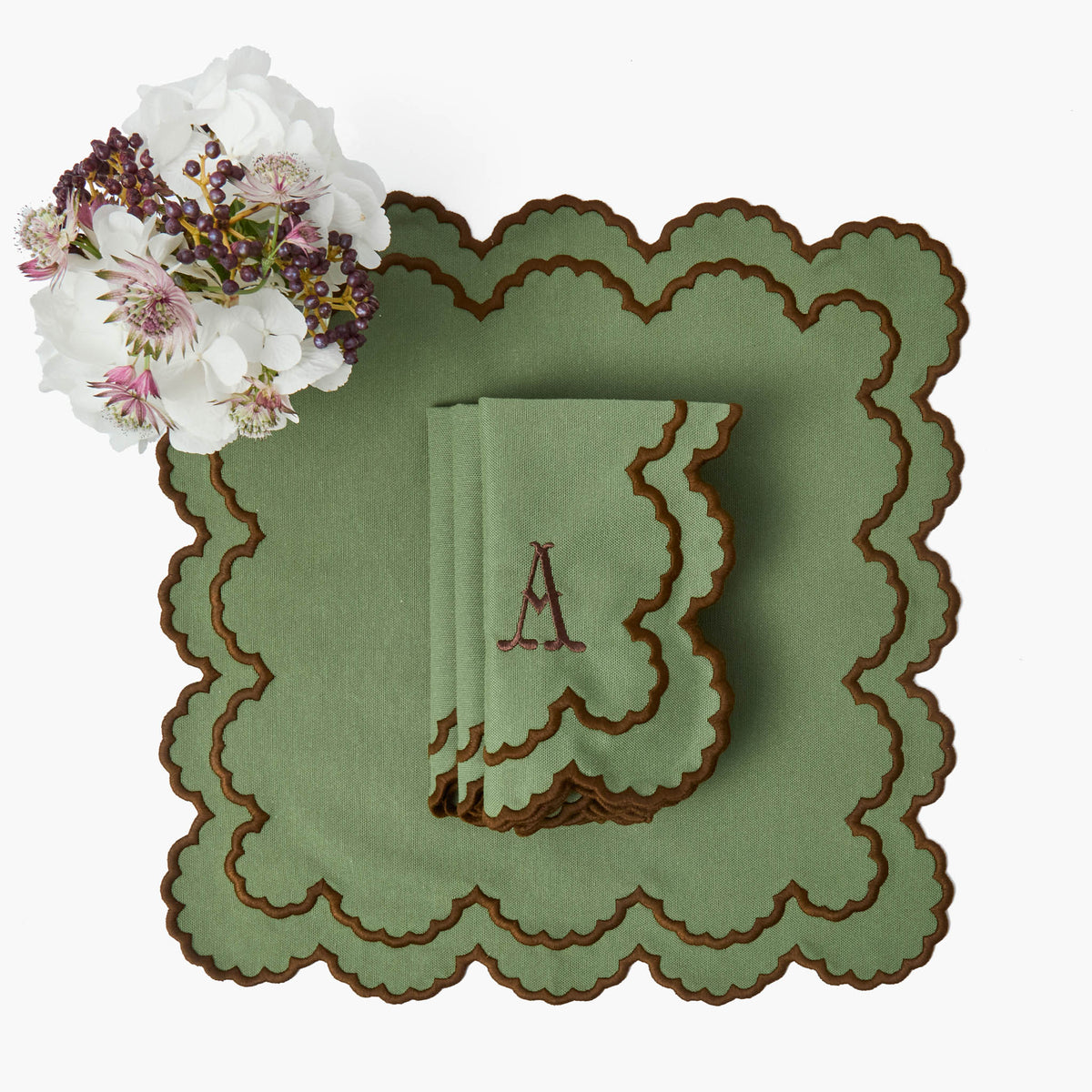 Green & Brown Charlotte Napkins (Set of 4)