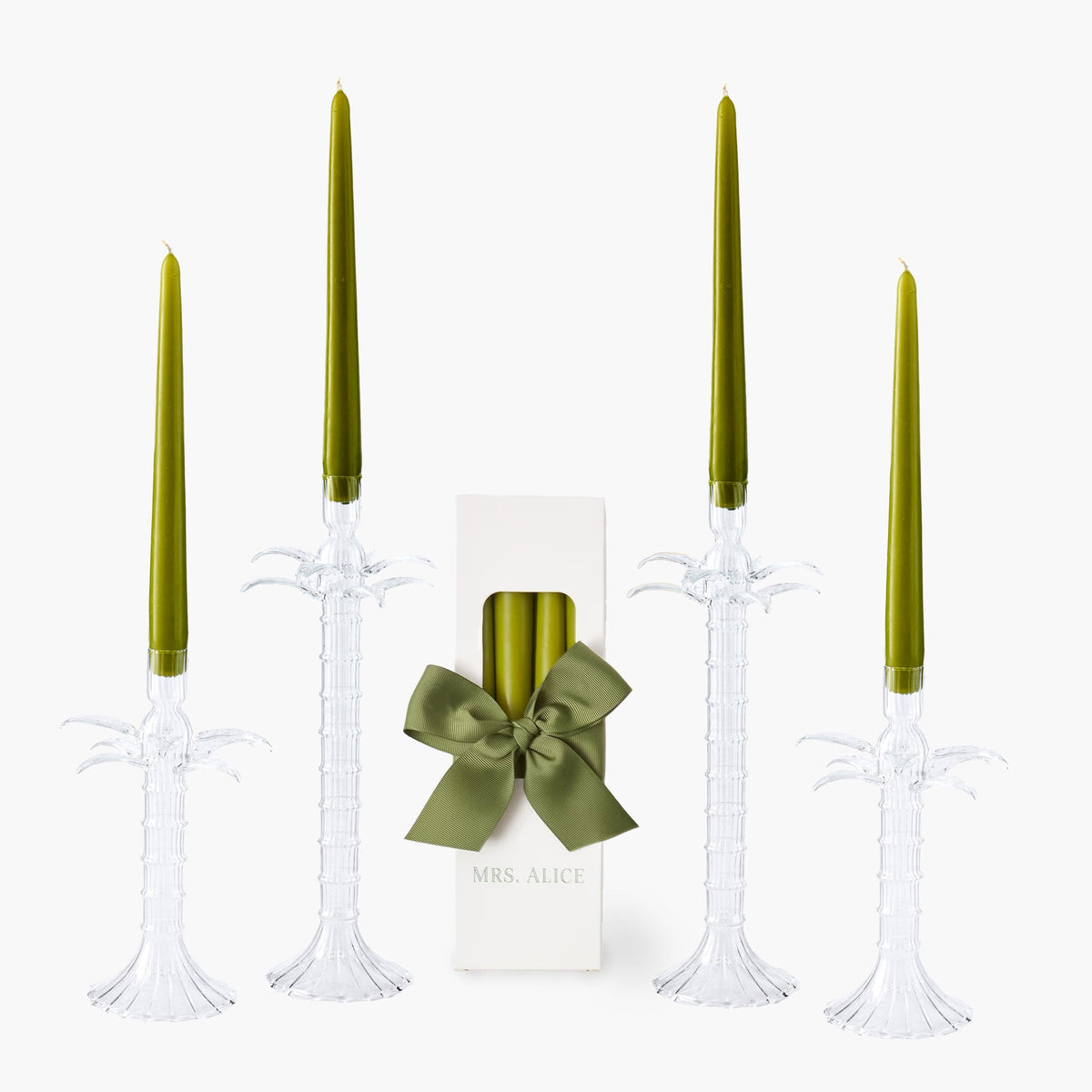 Palm Tree Glass Candle Set (Apple Green)